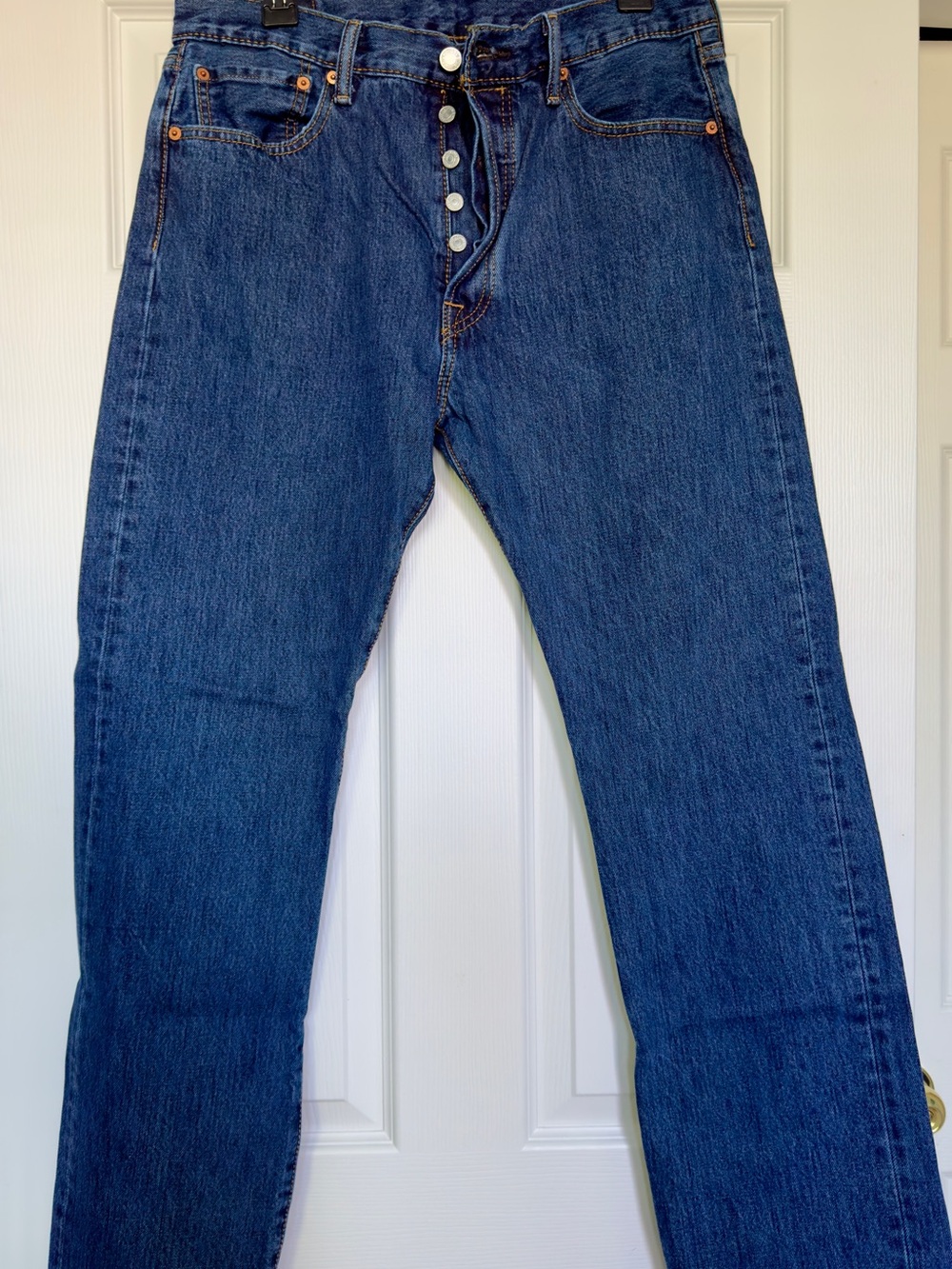 Levi's Straight-Leg Dark Blue Denim Jeans with Button Fly 501’s